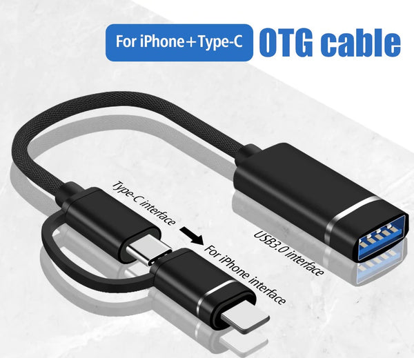 Zilkee™ 2-in-1 to USB 3.0 OTG Adapter Cable
